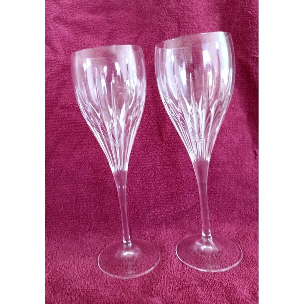 Set of 2 Tall 9.5" Stemmed Crystal Champagne Wine Glass Celebrity Opus Pattern